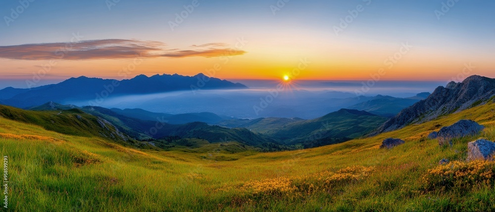 Majestic Mountain Sunrise Panorama Majestic Mountain Sunrise Panorama