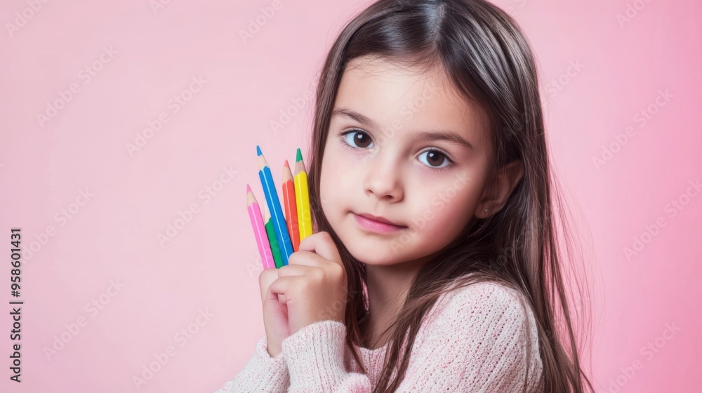 Creative Child with Colorful Pens Creative Child with Colorful Pens