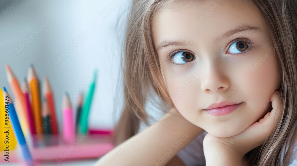 Thoughtful Young Girl in a Creative Setting Thoughtful Young Girl in a Creative Setting