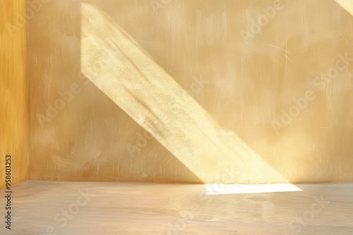 reddish yellow soft brown room corner and sunlight shining down from the window abstract minimal photo