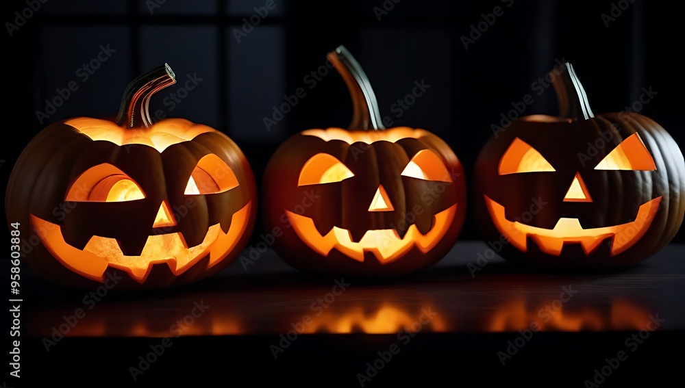 Fototapeta premium halloween pumpkins black