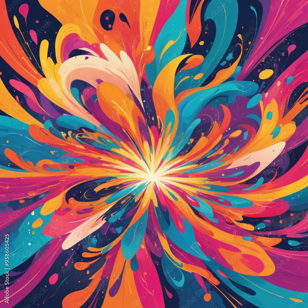 Fototapeta premium Colorful Splash: A Vibrant Paint Explosion