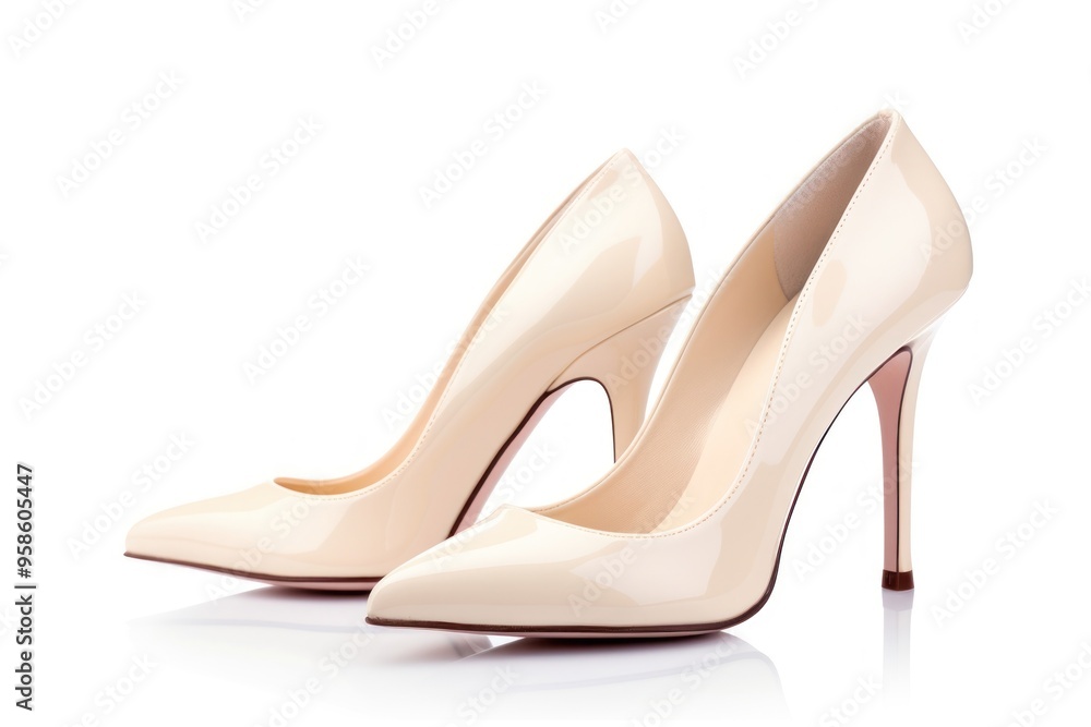 High heels footwear white shoe. High heels footwear white shoe.