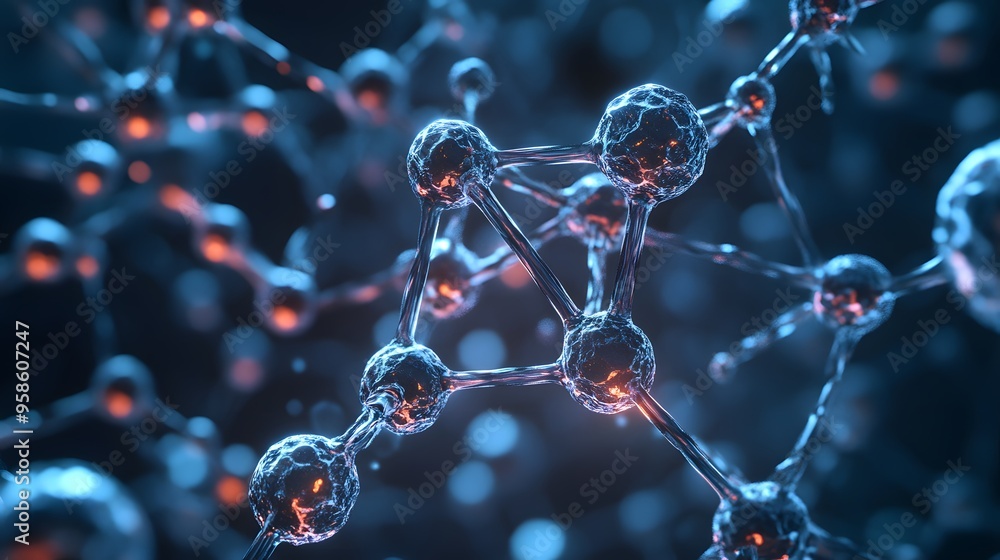 21. Detailed rendering of a mineral molecule with pulsating atomic structures 21. Detailed rendering of a mineral molecule with pulsating atomic structures