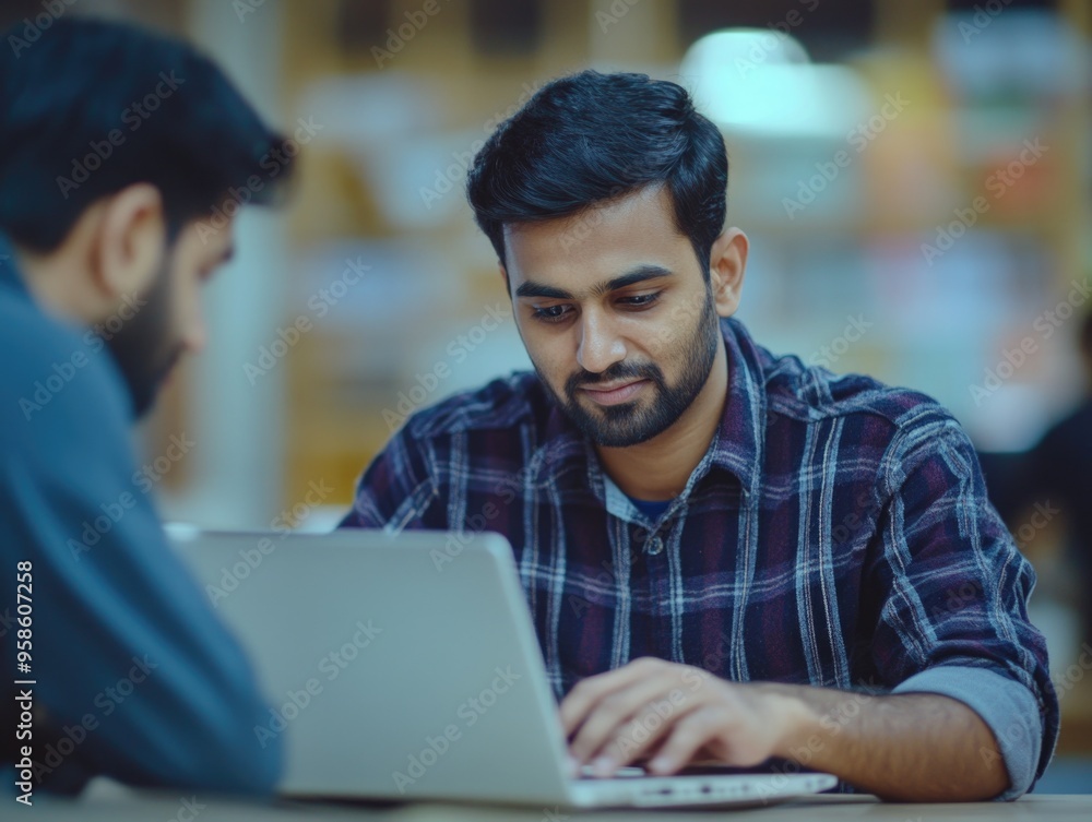 Fototapeta premium Indian Male Student at Laptop