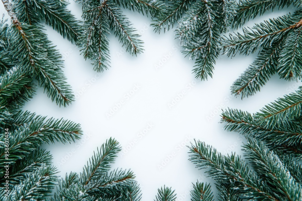 Creative negative space Christmas tree made from evergreen branches. Creative negative space Christmas tree made from evergreen branches.