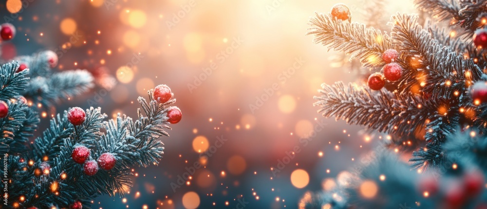 Naklejka premium Abstract Christmas background, subtle lighting, modern design and space for text.