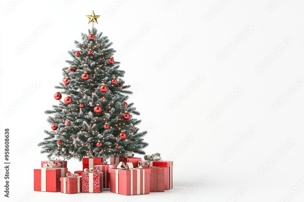 Christmas Tree and Gifts. Over white background Christmas Tree and Gifts. Over white background