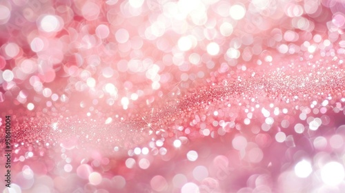 Pink glitter background with bokeh light effects. Celebration and festive concept.