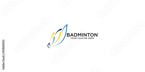 Simple badminton logo design premium vector