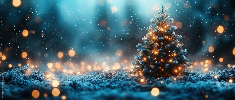 Naklejka premium Abstract Christmas background, subtle lighting, modern design and space for text.