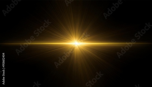 horizontal gold lens flare on black background