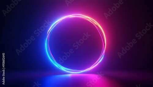 Wallpaper Mural "Glowing abstract neon spheres and circles in a vibrant, swirling pattern against black backdrop. Torontodigital.ca