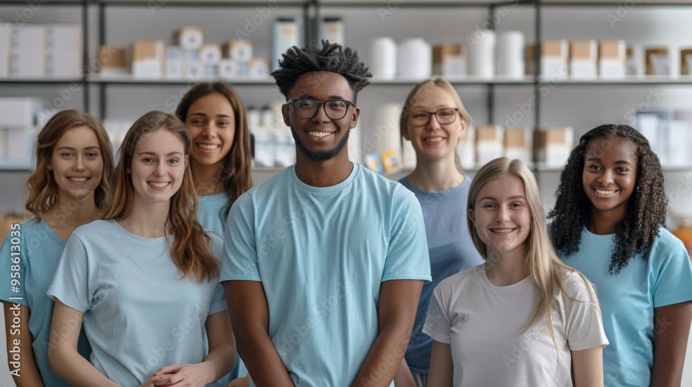 Diverse Multiracial Team-Group Volunteering, Young Adults with Donation Boxes, Charitable Community Service. Generative ai Diverse Multiracial Team-Group Volunteering, Young Adults with Donation Boxes, Charitable Community Service. Generative ai