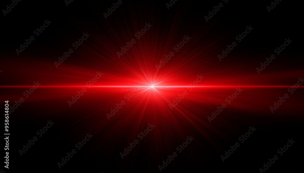 Obraz premium horizontal red lens flare on black background
