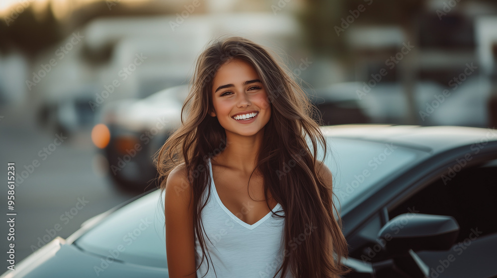 woman in car woman in car
