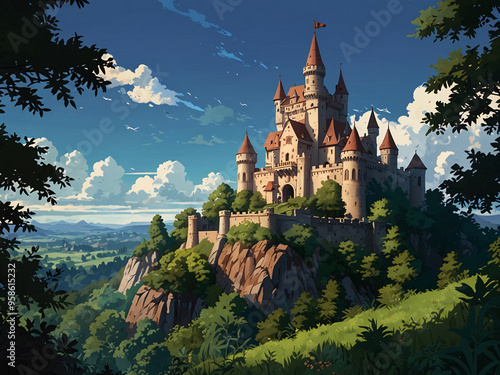 Wallpaper Mural  Dreamy, Overgrown Castle on a Hill  Torontodigital.ca