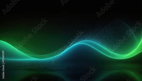 Abstract green and blue wave on a dark background. photo