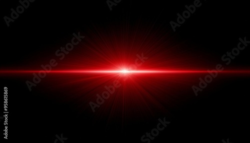 horizontal red lens flare on black background