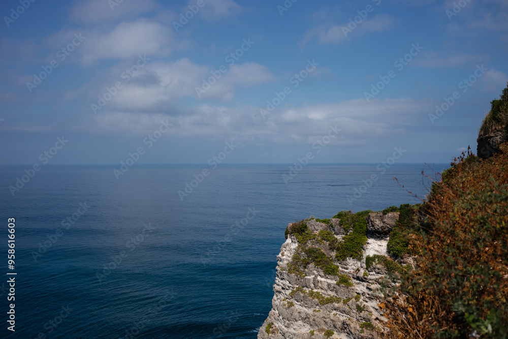 Beautiful view of the blue ocean and cliff Beautiful view of the blue ocean and cliff