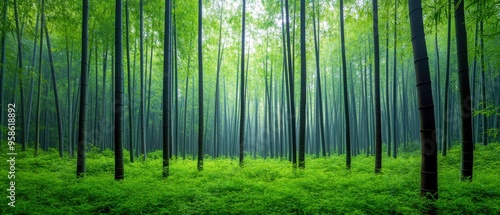 Tranquil Forest Scene with Sunbeams