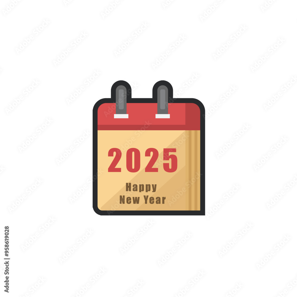 new year calendar in outline flat vector design. new year calendar in outline flat vector design.