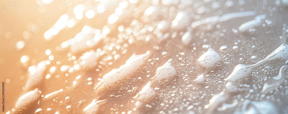 Close-up of water droplets on a surface, capturing the essence of freshness and clarity with a soft gradient background. Close-up of water droplets on a surface, capturing the essence of freshness and clarity with a soft gradient background.