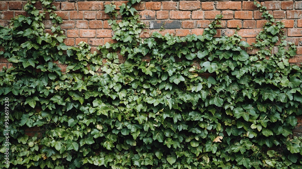 Lush Green Ivy Covering a Brick Wall Lush Green Ivy Covering a Brick Wall