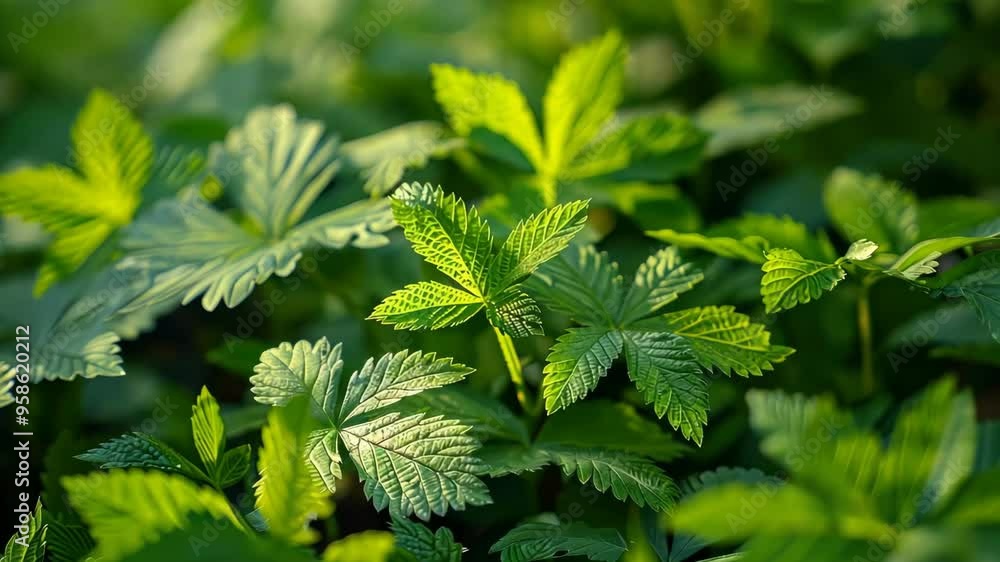 Exploring the vibrant textures of a wild leafy green plant against natural wood patterns Exploring the vibrant textures of a wild leafy green plant against natural wood patterns