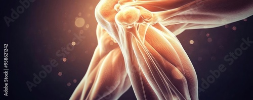 Detailed view of human muscle anatomy showcasing intricate structure and strength, perfect for educational and fitness purposes.