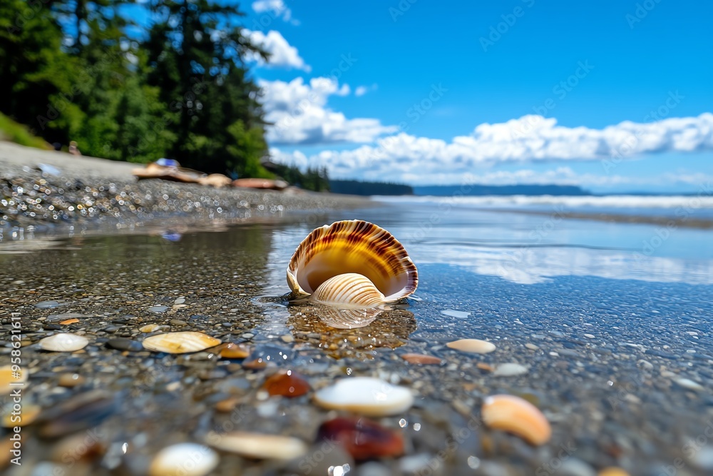Obraz premium Forever summer, seashells, tide pools offer treasures and discoveries along the shore