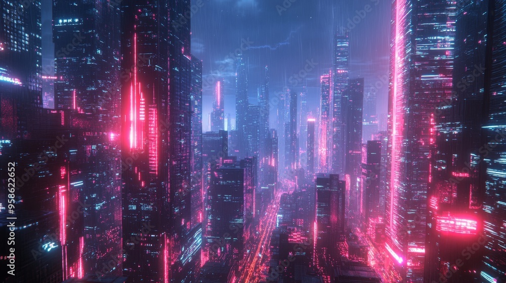 Cyberpunk Cityscape. Cyberpunk Cityscape.