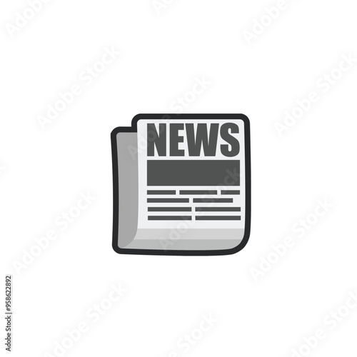 newspaper in outline flat vector design.