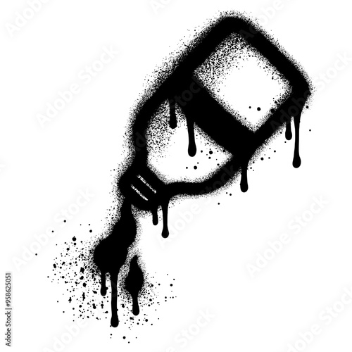 Spilled ink bottle graffiti with black spray paint. vector illustration.