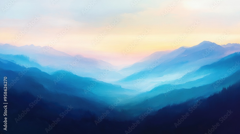 An Abstract Painting of a Mountain Range at Sunset An Abstract Painting of a Mountain Range at Sunset