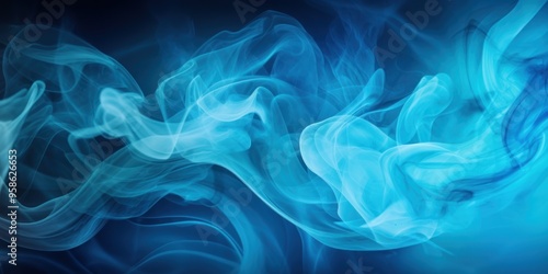 Shiny smoke. Glitter fluid. Ink water. Magic mist. Cyan color particles texture paint vapor storm wave. 