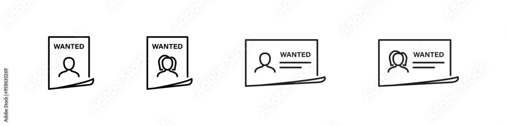 Fototapeta premium Wanted list icon. Crime search symbol.