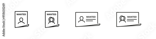 Wanted list icon. Crime search symbol.