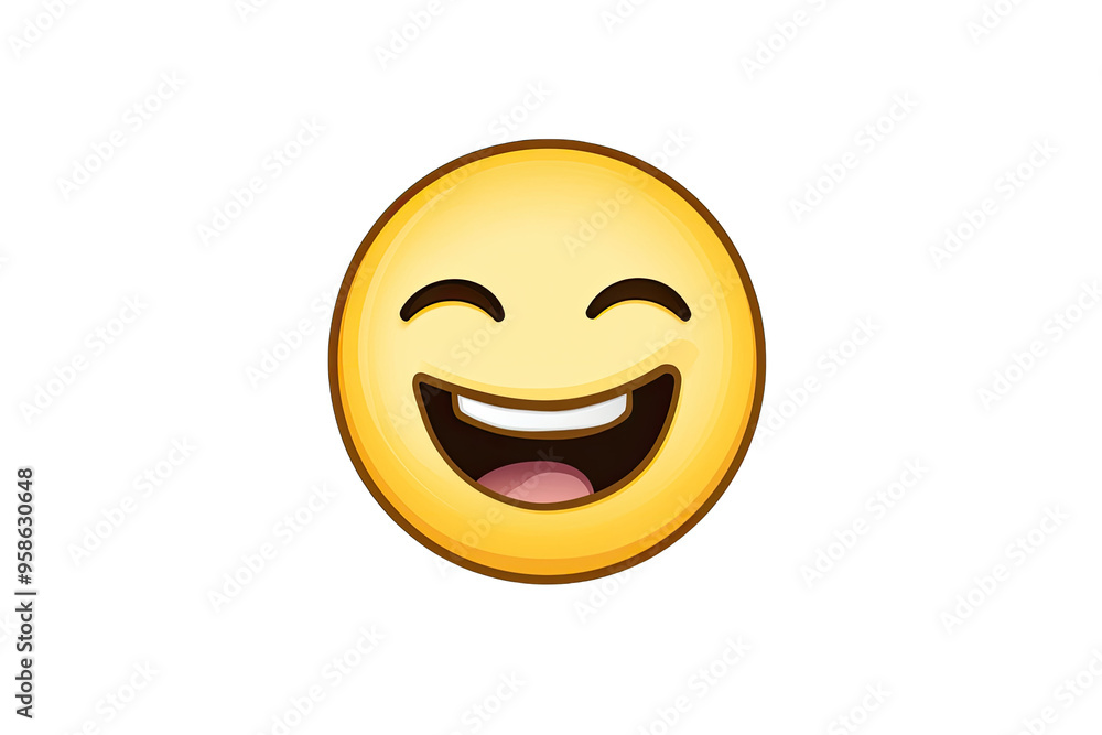 Fototapeta premium A cheerful smile face emoji representing happiness and joy, suitable for conveying positive emotions in digital communication.