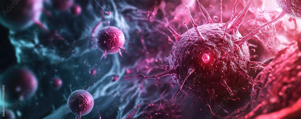 A vibrant illustration of microscopic cells, showcasing intricate details and a captivating blend of colors, highlighting biological complexity. A vibrant illustration of microscopic cells, showcasing intricate details and a captivating blend of colors, highlighting biological complexity.