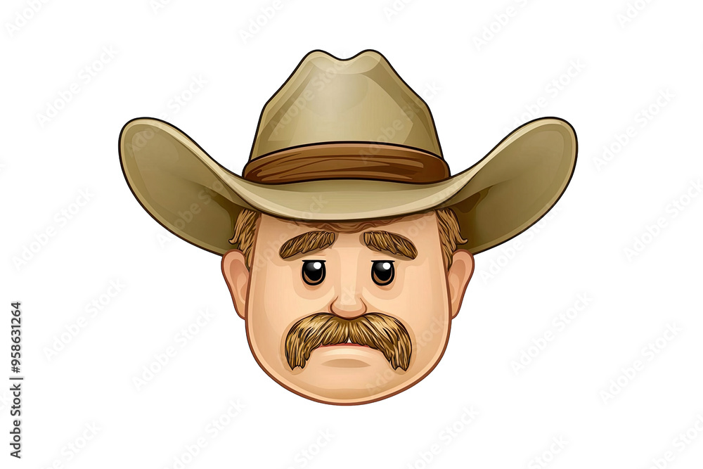 A friendly cartoon cowboy character with a large hat and mustache, perfect for illustrating Western themes or cowboy culture. A friendly cartoon cowboy character with a large hat and mustache, perfect for illustrating Western themes or cowboy culture.