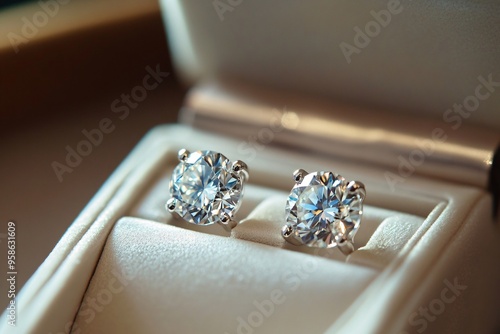 Diamond Earrings in Jewelry Box