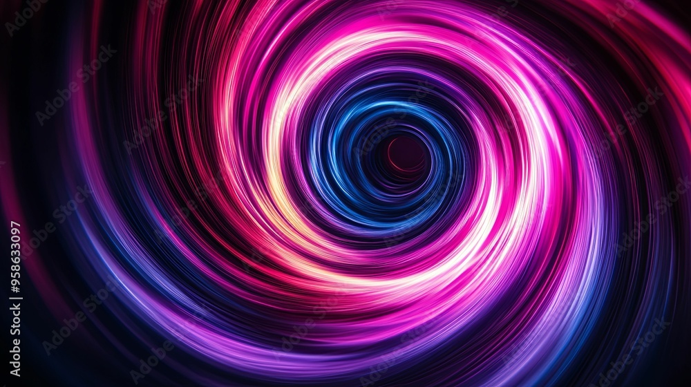 Abstract Swirling Pattern of Bright Pink, Blue, and Yellow Lights Abstract Swirling Pattern of Bright Pink, Blue, and Yellow Lights