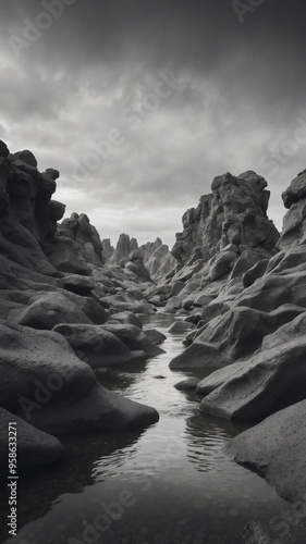 Grim Monochrome Erosion Subdued Illustrative Banner Background Wallpaper. photo