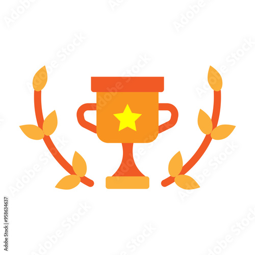 Golden Triumph Vector Flat Icon Design