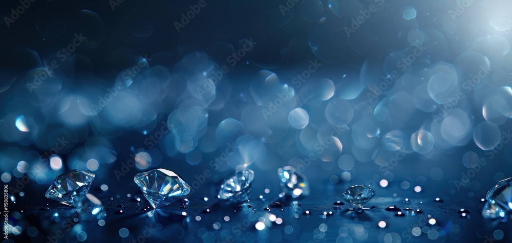 A blue background with a bunch of diamonds scattered on it A blue background with a bunch of diamonds scattered on it