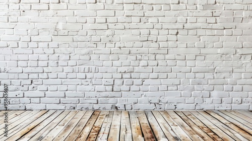 White Brick Wall and Wooden Floor.