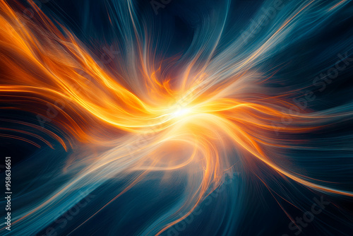 Wallpaper Mural Flowing energy lines converging into a bright core, symbolizing vitality and life force Torontodigital.ca