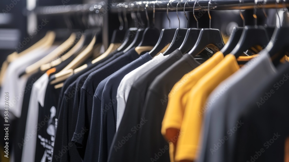 Colorful T-Shirts on Hangers Colorful T-Shirts on Hangers