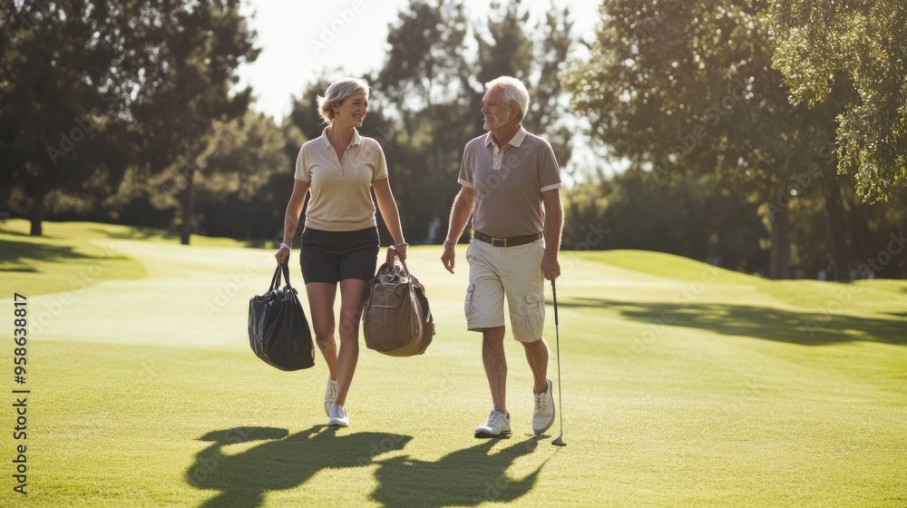 Fototapeta premium Couples Enjoying Golf Together